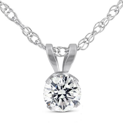 1/3 Ct Diamond Solitaire Pendant Necklace in 14k Or Gold Lab Grown
