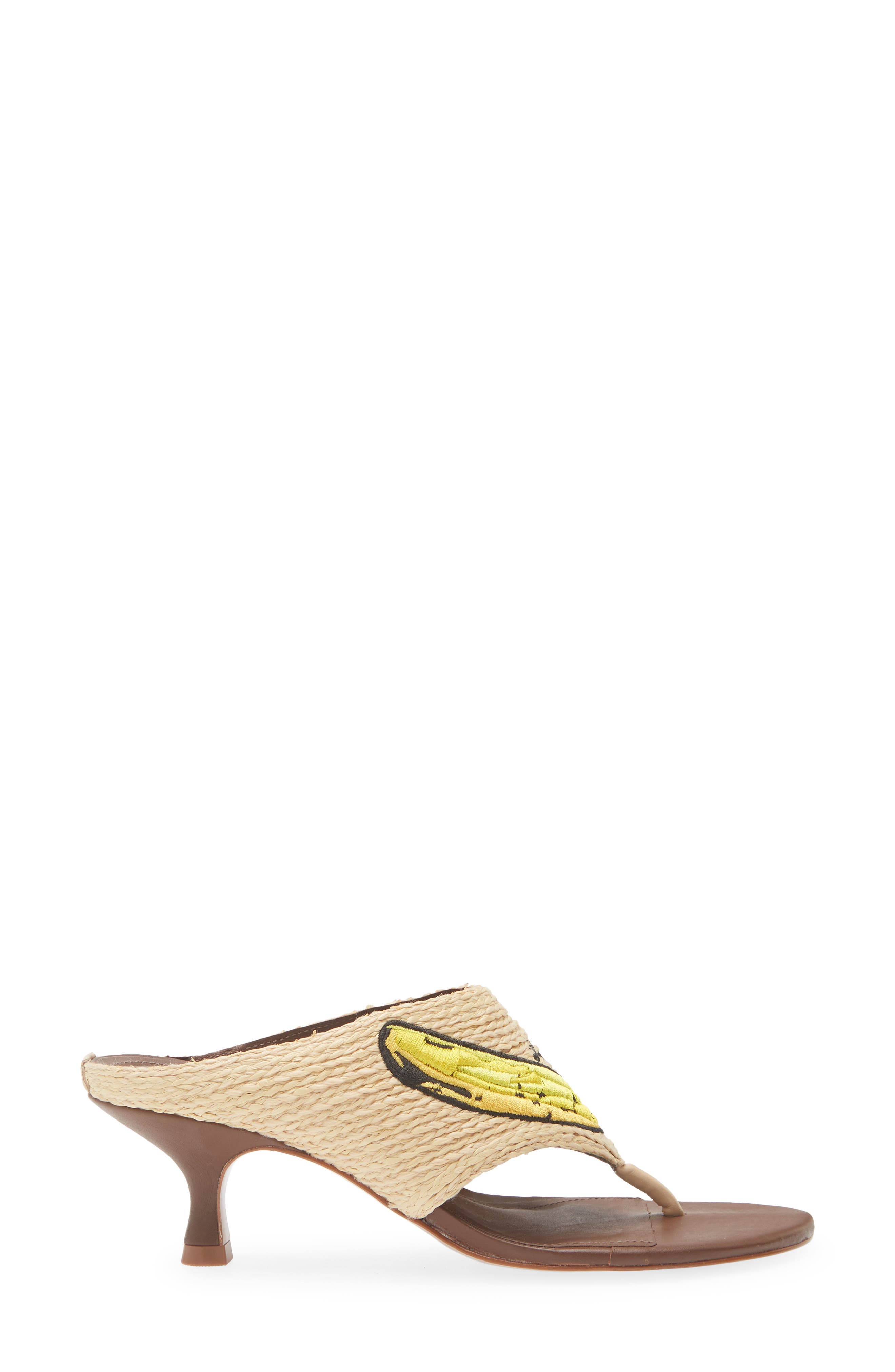 FARM Rio Icons Raffia Kitten Heel Flip Flop, Alternate, color, Walnut Banana