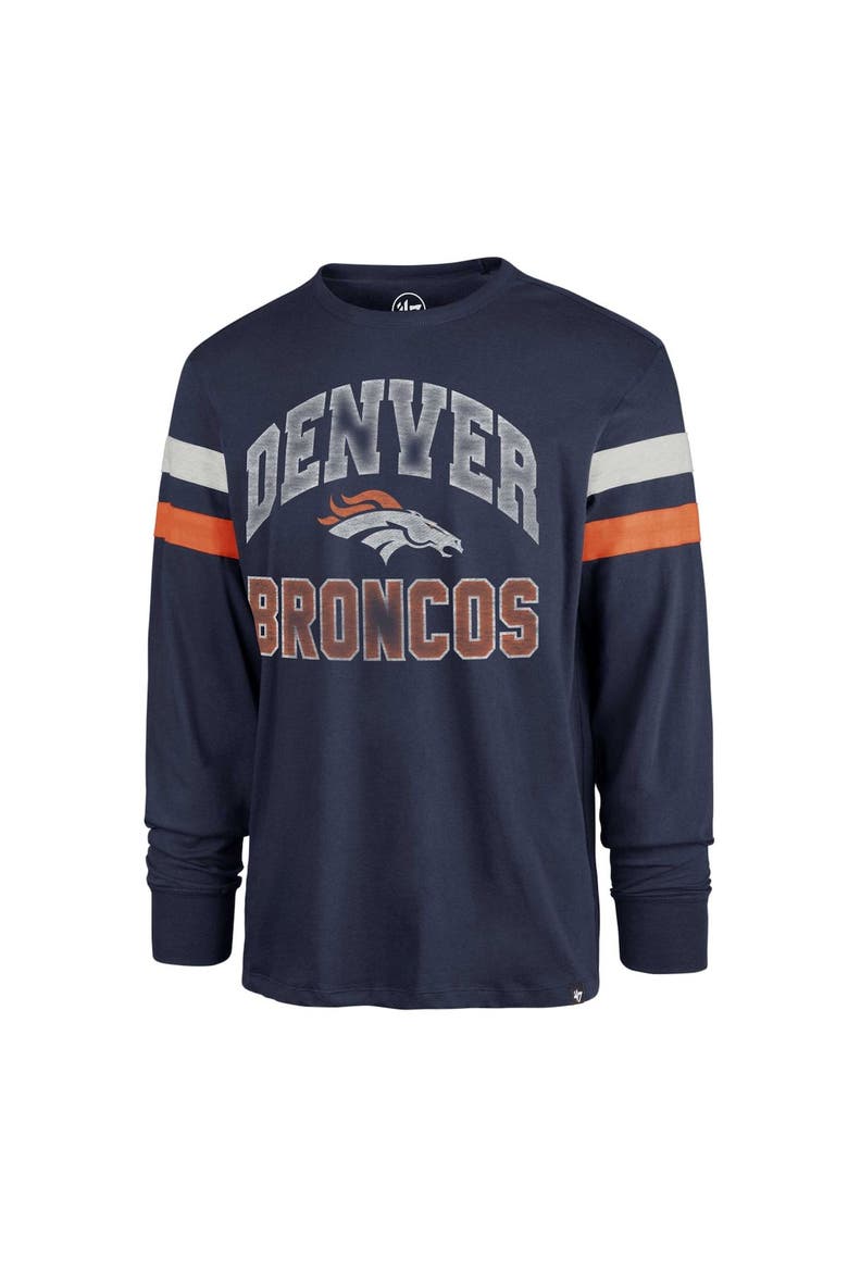 Men's '47 Navy Denver Broncos Irving Long Sleeve T-Shirt, Alternate, color, Navy