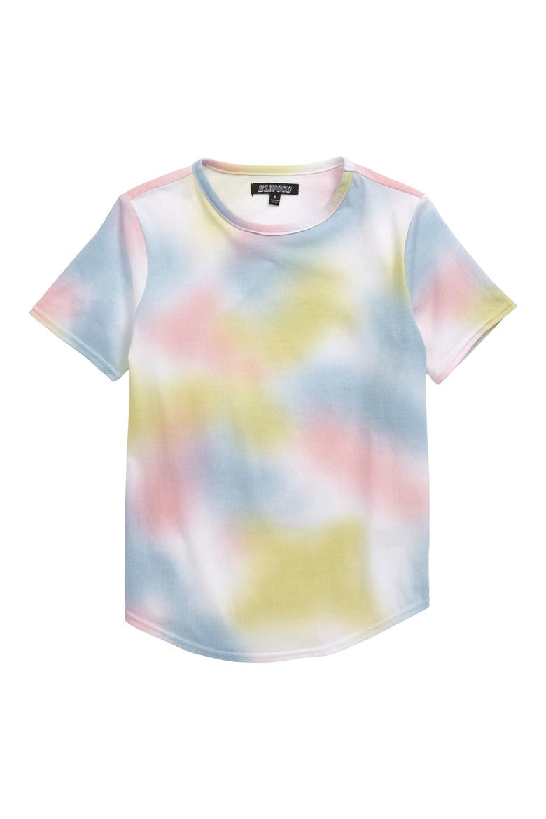 Curved Hem T-Shirt, Main, color, MONET CLOUD WASH