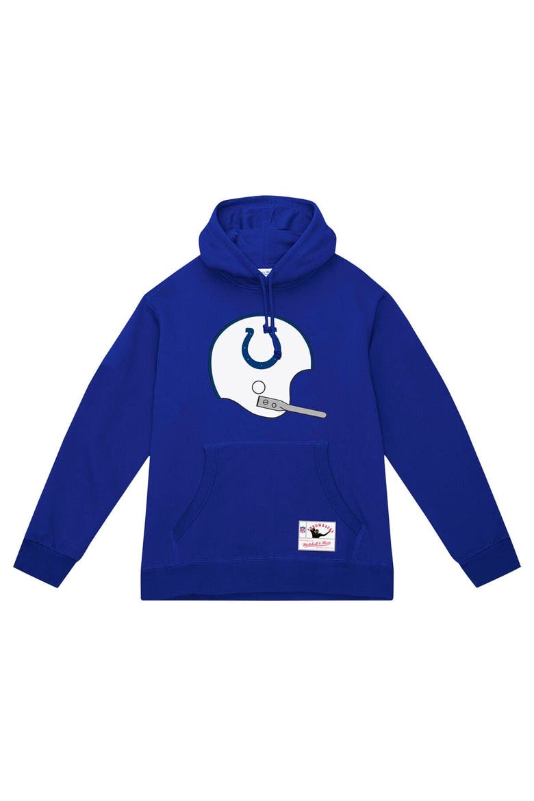 Men's Mitchell & Ness Royal Indianapolis Colts Helmet Logo Vintage Pullover Hoodie, Alternate, color, Royal