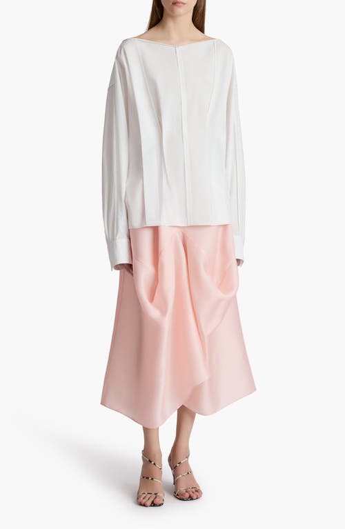 Shop Khaite Wenley Pleated Cotton Poplin Top In White