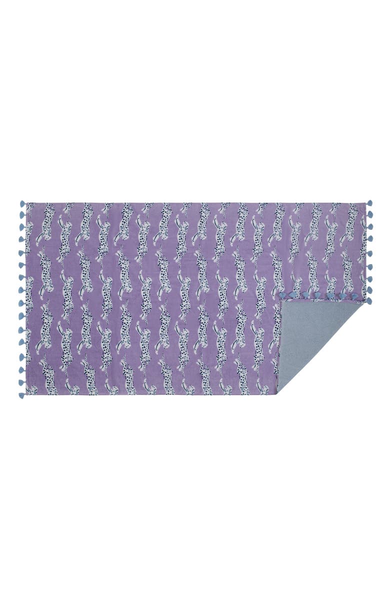 Matouk Leaping Leopard Beach Towel, Alternate, color, Lilac