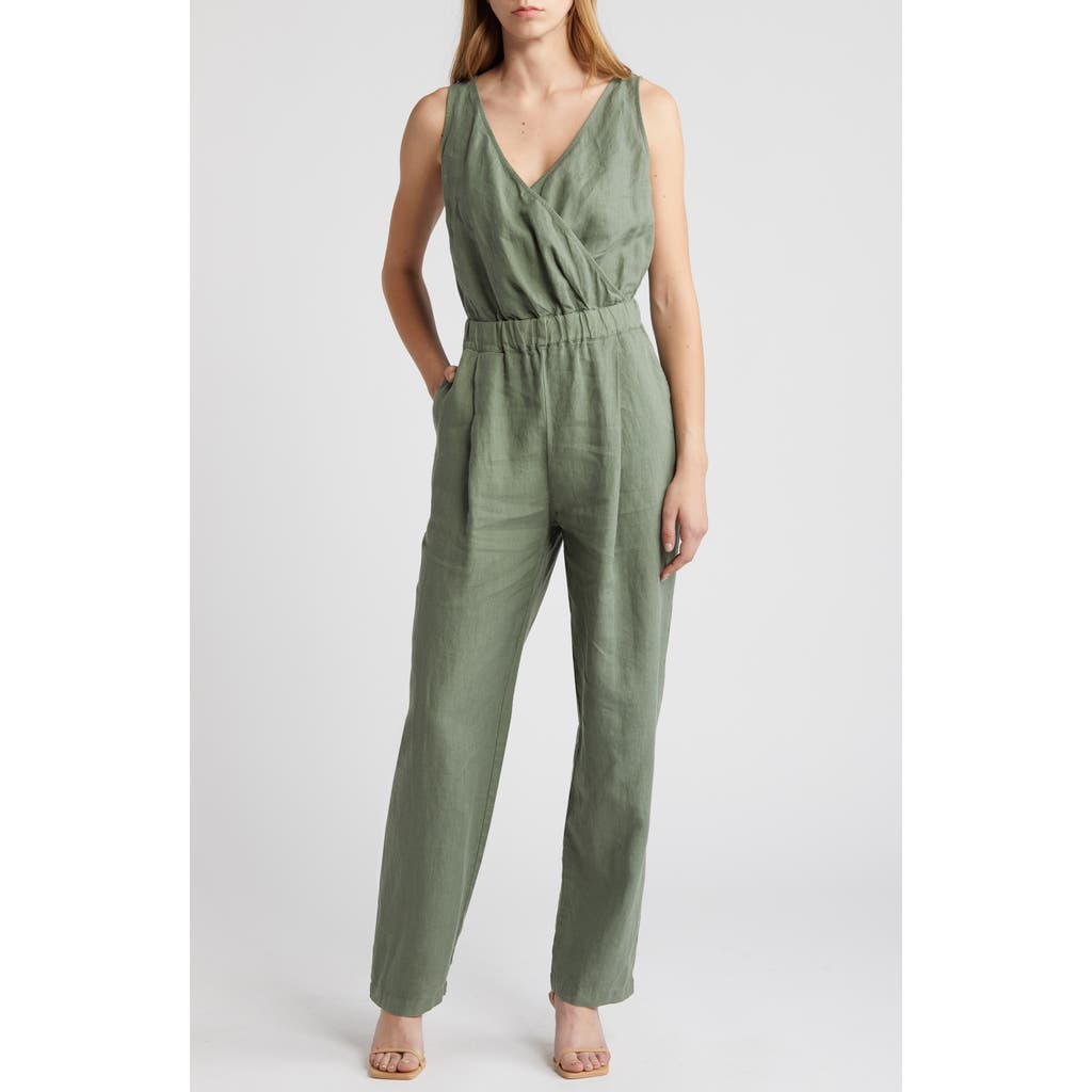Shop Nation Ltd Kiara Sleeveless Linen Jumpsuit In Sea Spray
