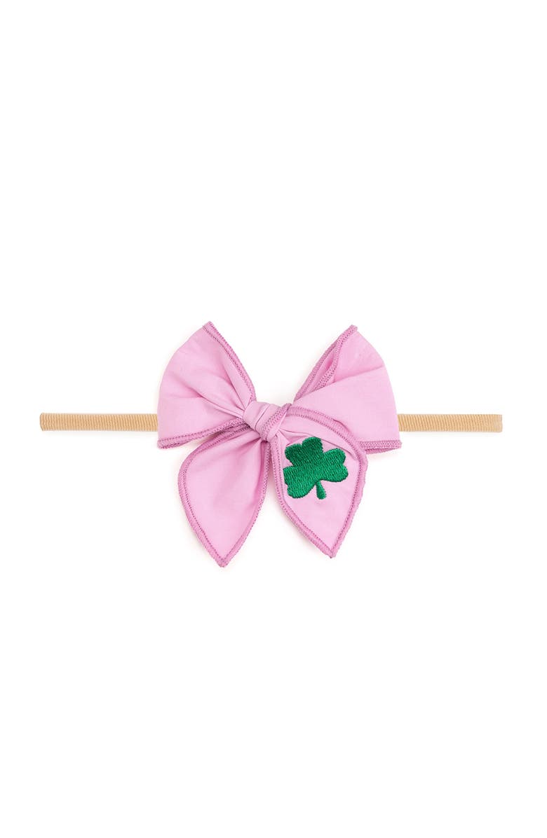 Sweet Wink Shamrock St. Patrick's Day Bow Baby Headband, Main, color, Bubblegum Pink