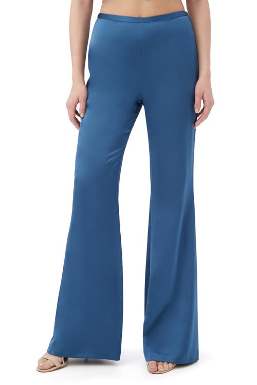 Trina Turk Anmitsu Satin Flare Leg Pant In Blue