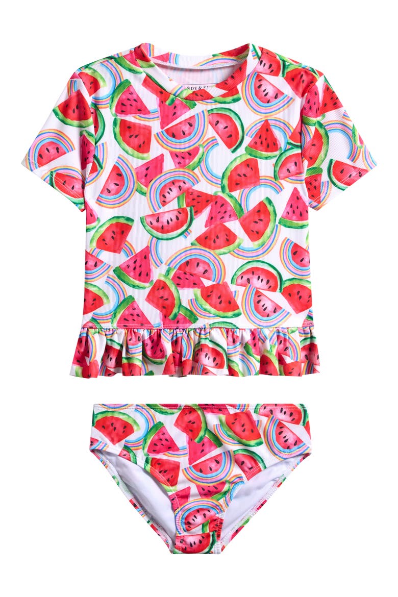 Kids' Ruffle Watermelon Two-Piece Swimsuit, Main, color, PINK WATERMELON