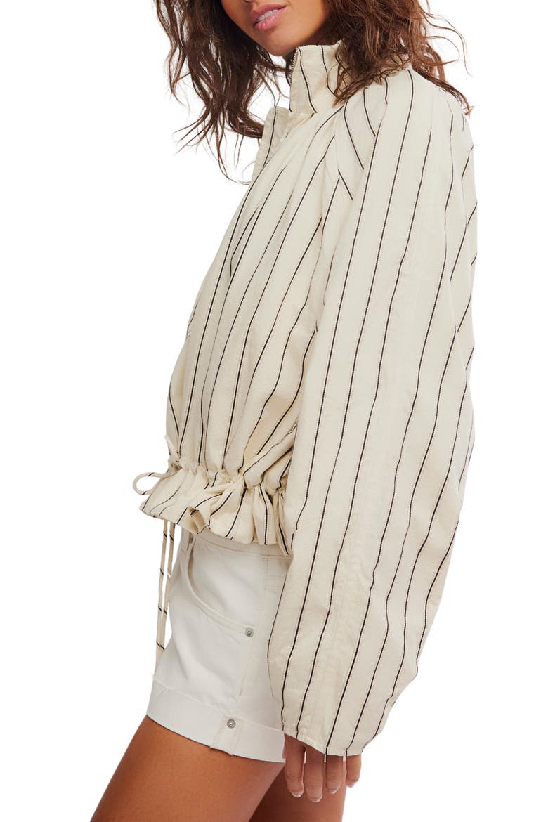 Devon Stripe Ruffle Hem Jacket, Alternate, color, IVORY COMBO