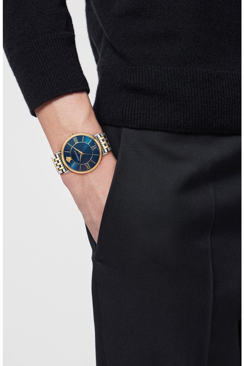 V-Eternal Stainless Steel Strap Watch, 42mm, Alternate, color, TWO TONE/BLUE