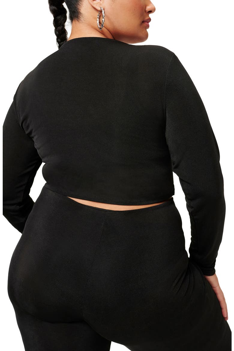 V-Neck Ruched Crop Top, Alternate, color, BLACK001