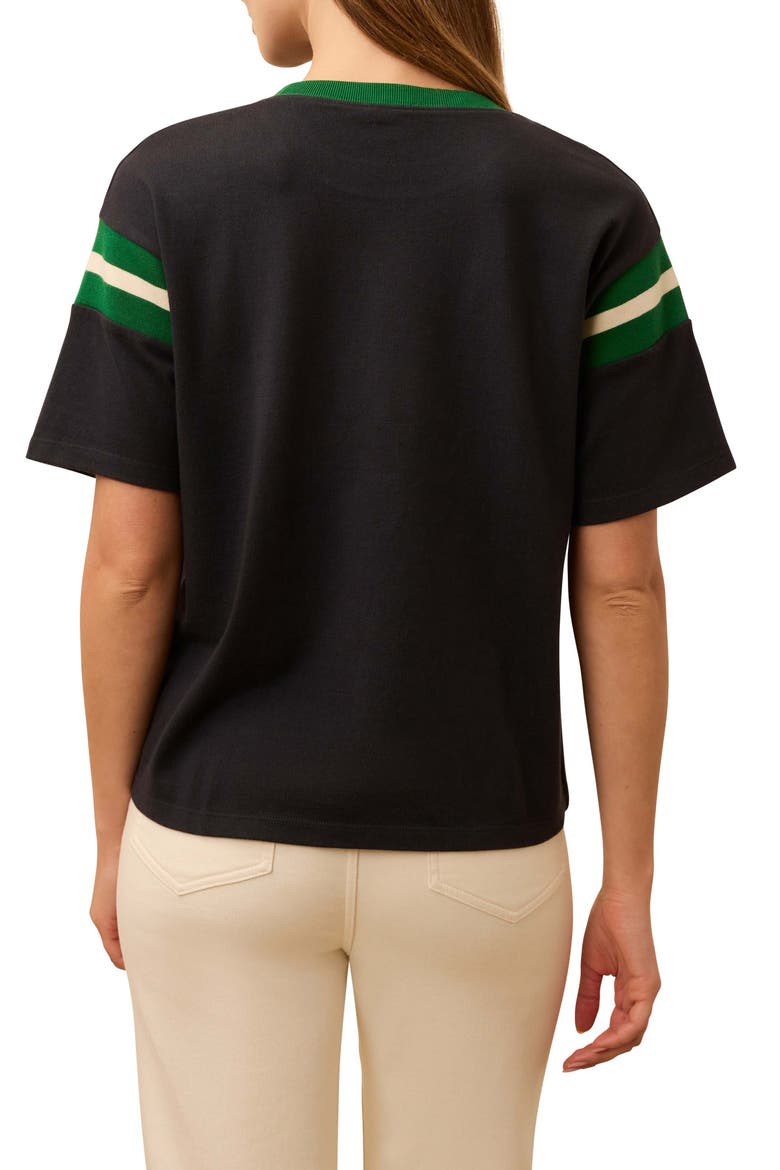 Throwback Stripe Sleeve Organic Cotton T-Shirt, Alternate, color, NAVY VARSITY