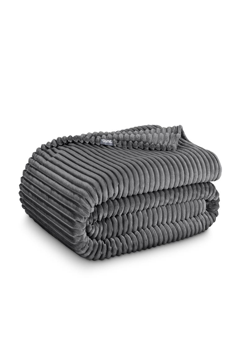 Ribbed Microplush Fleece Blanket, Main, color, Grey