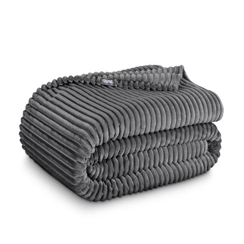 Ribbed Microplush Fleece Blanket