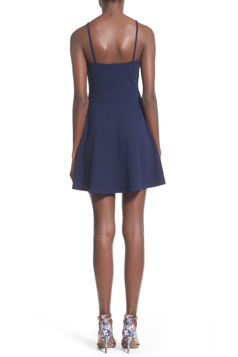 Front Cutout Skater Dress, Alternate, color, NAVY