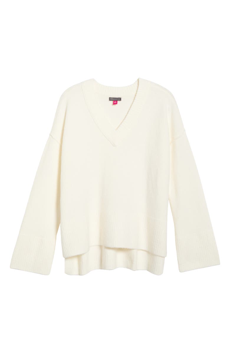 Vince Camuto High-Low V-Neck Sweater, Alternate, color, Antique White