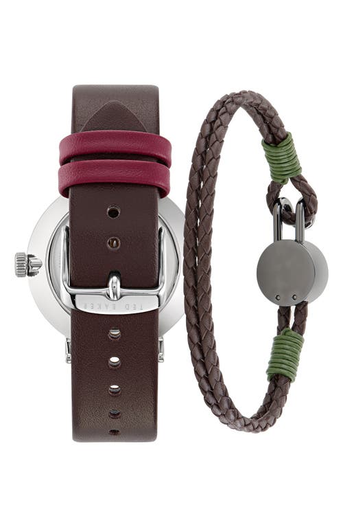 Ted Baker Phylipa Multifunction Leather Strap Watch & Bracelet Set, 41mm In Silver