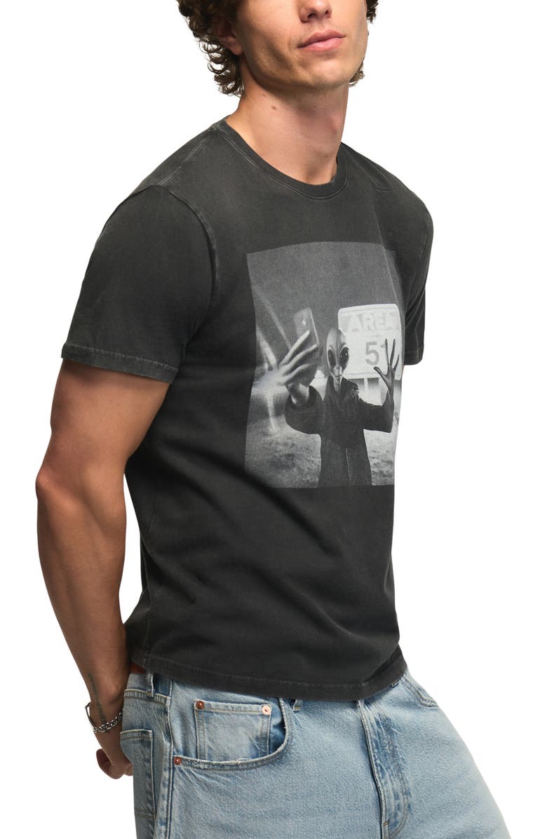 Lucky Brand Area 51 Alien Cotton Graphic T-Shirt, Alternate, color, Jet Black