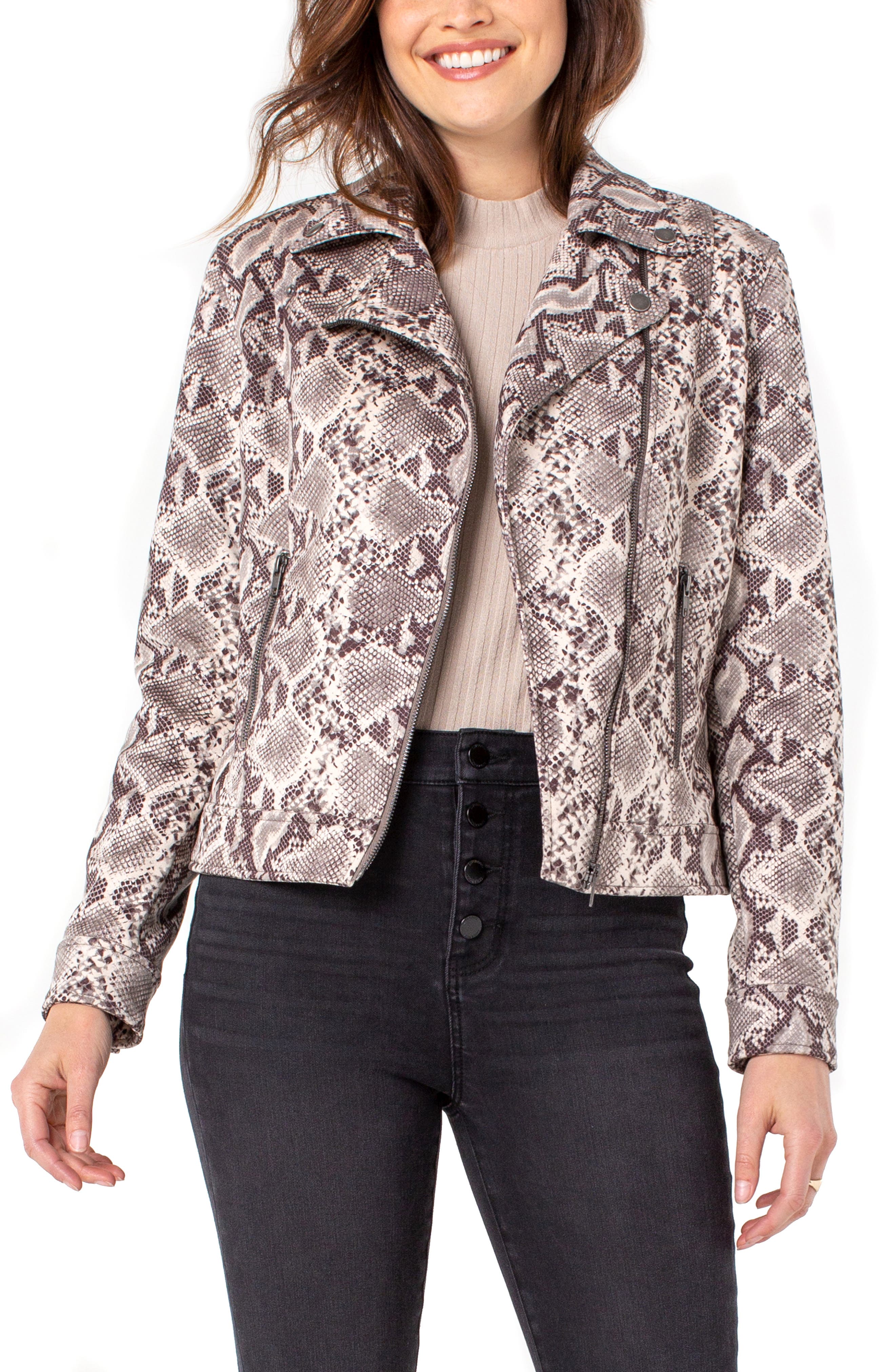 Liverpool Los Angeles Liverpool Snake Print Microsuede Moto Jacket ...