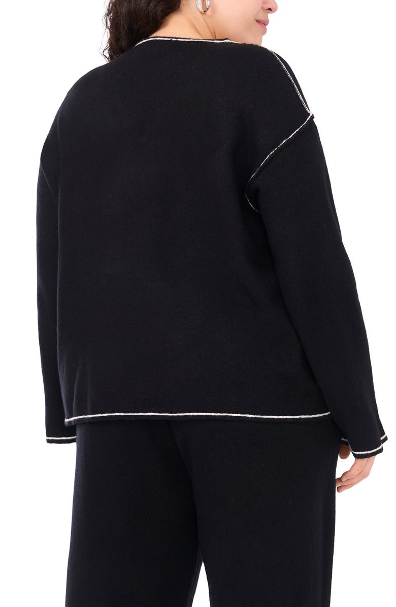 Vince Camuto Tipped V-Neck Sweater, Alternate, color, Rich Black