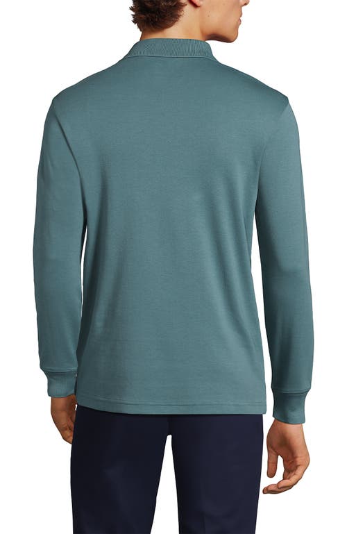 Lands' End Long Sleeve Cotton Supima Polo Shirt With Pocket In Green