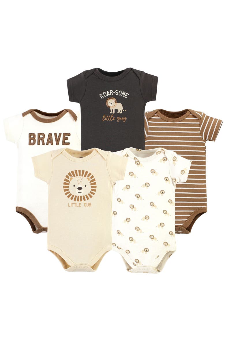 Essential Cotton Bodysuits 5-Piece Set, Main, color, Brave Lion 5 Pack