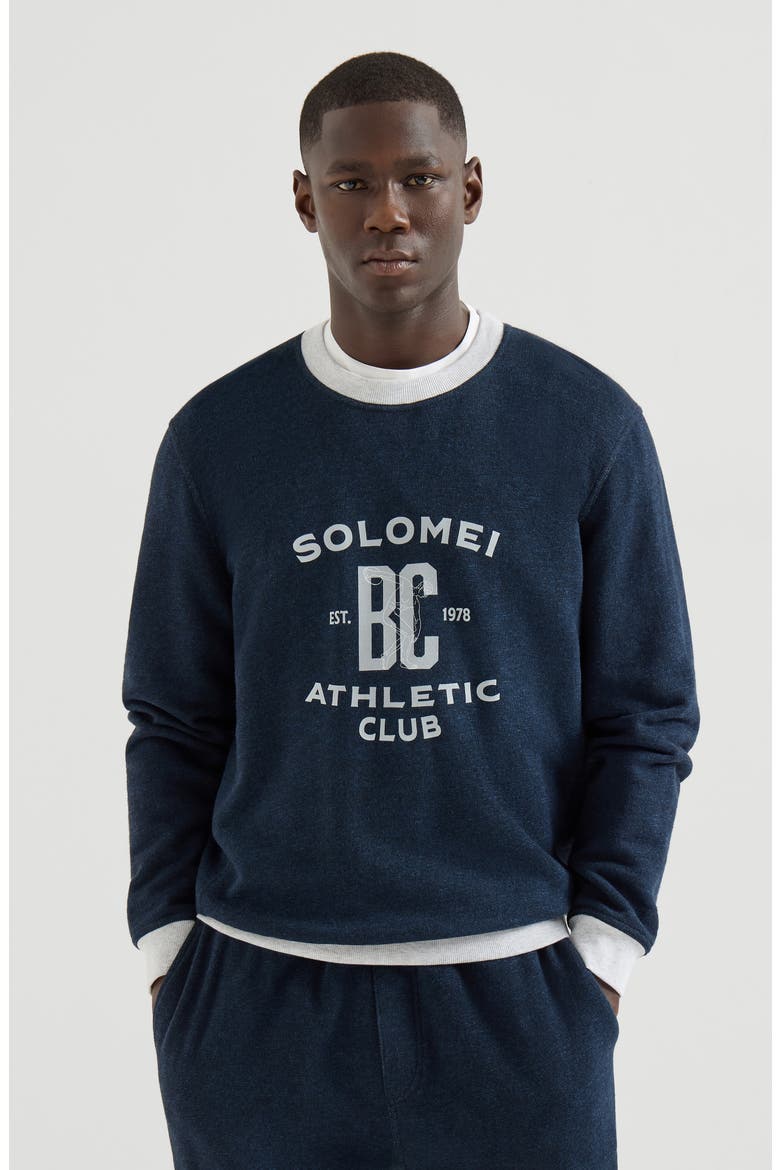 Cotton French terry sweatshirt, Main, color, Navy Blue