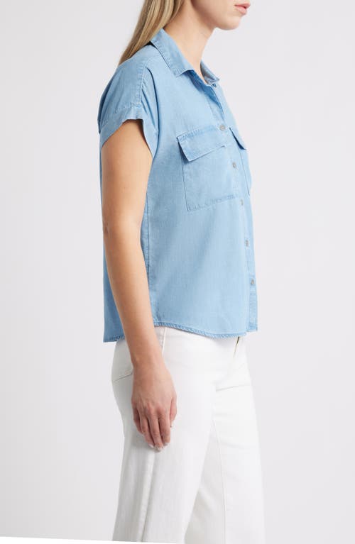 Beachlunchlounge Beatrix Denim Button-up Shirt In Blue