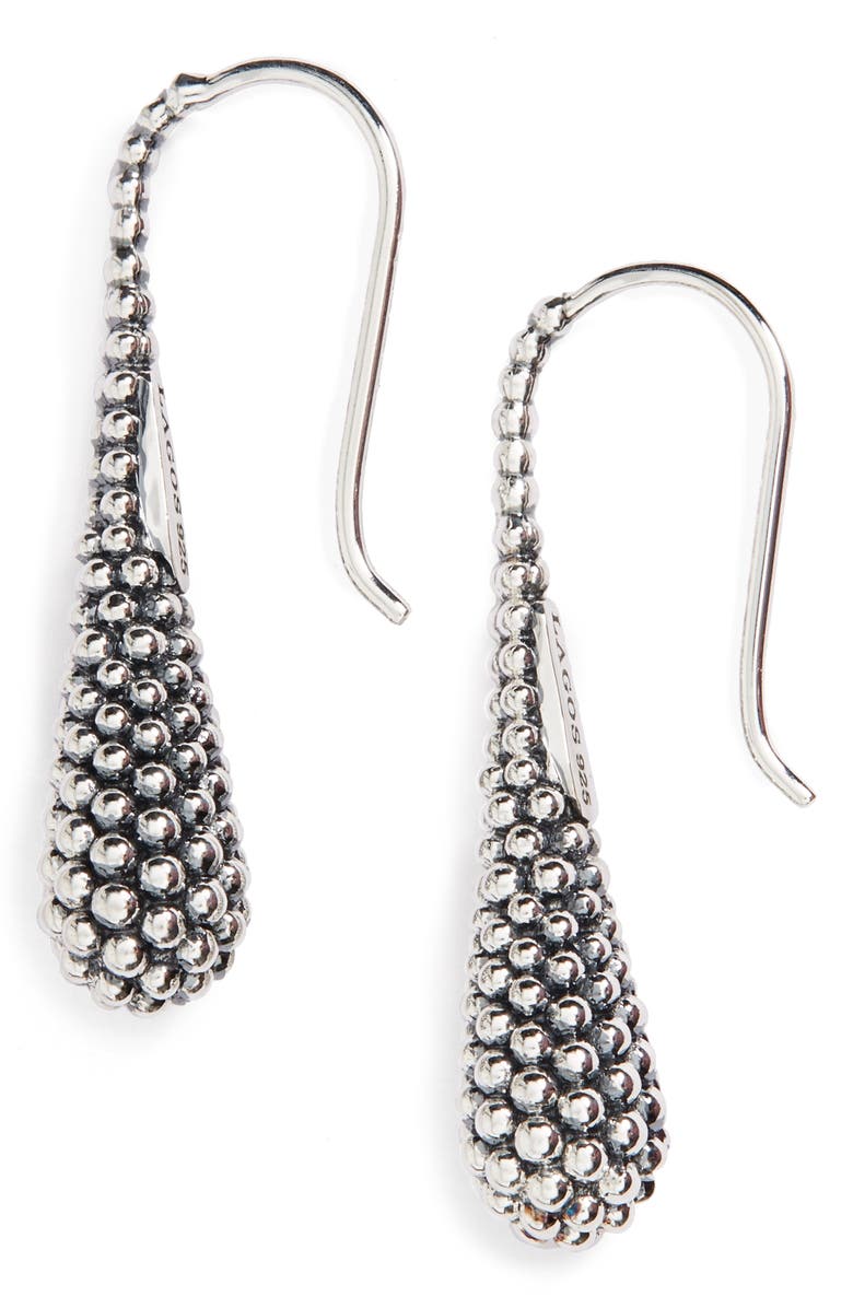LAGOS Sterling Silver Caviar Teardrop Earrings, Main, color, Sterling Silver
