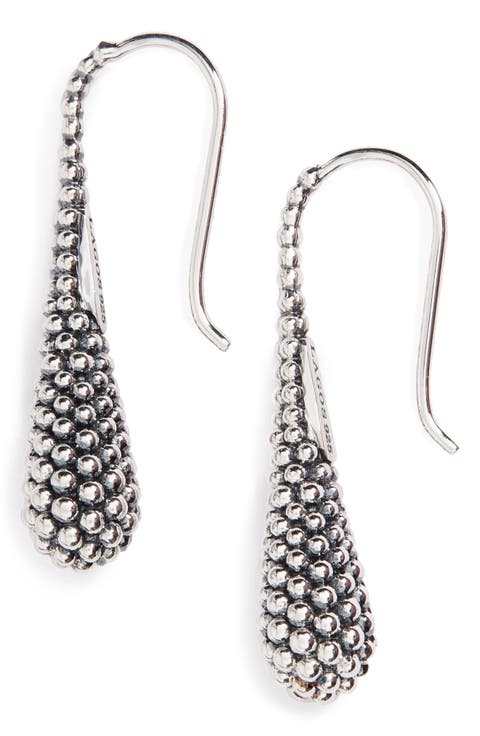 Sterling Silver Caviar Teardrop Earrings