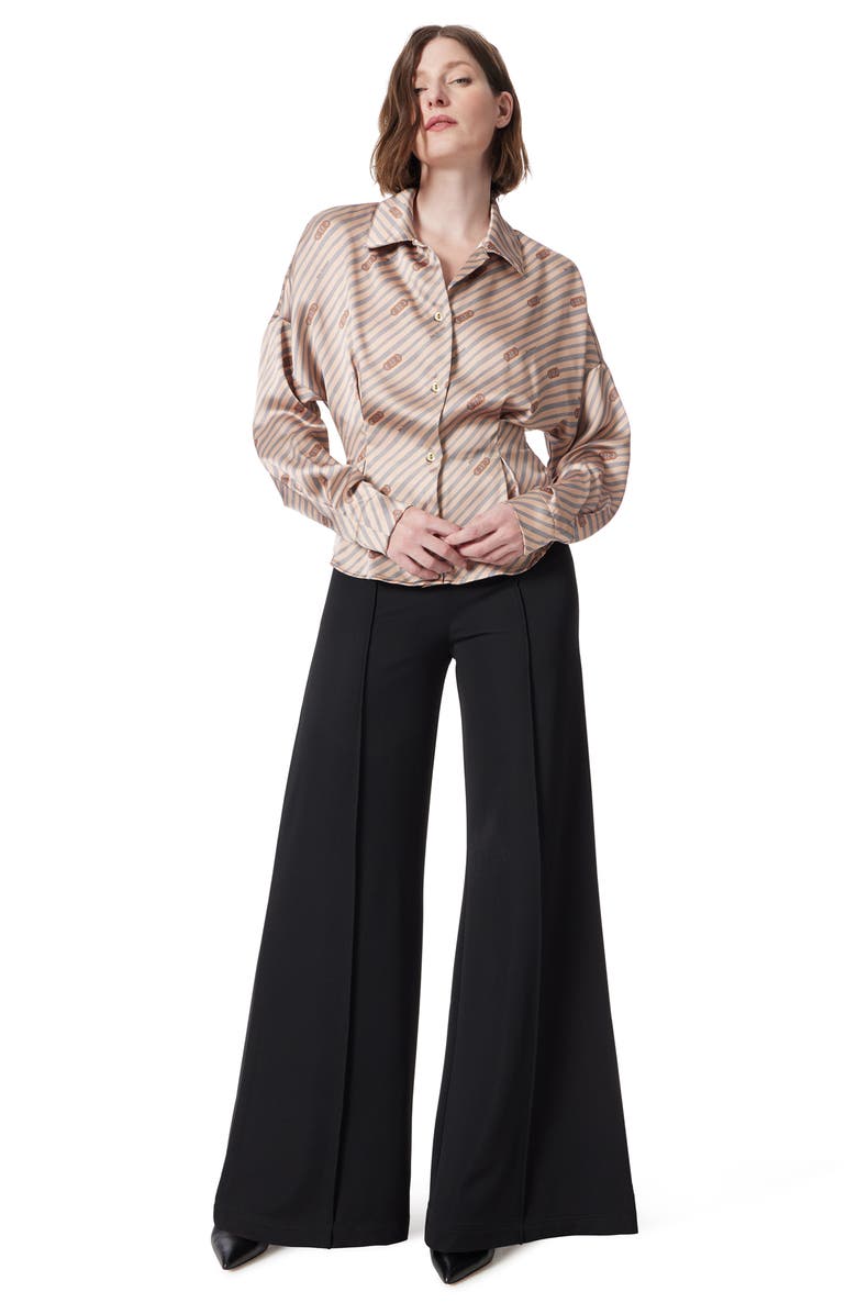 DO by Dee Ocleppo Smooth Stretch Twill Pull-On Wide Leg Pants, Alternate, color, Black