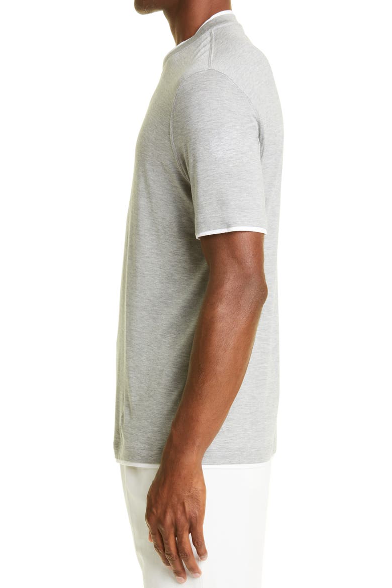 Tipped Silk & Cotton T-Shirt, Alternate, color, CD277-GREY