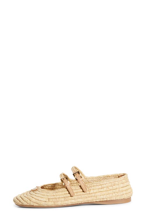 Shop Prada Raffia Mary Jane Flat In Naturale