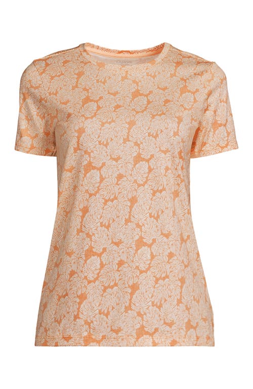 Lands' End Relaxed Supima Cotton Crew Neck T-shirt In Orange Mist Palm Leaves