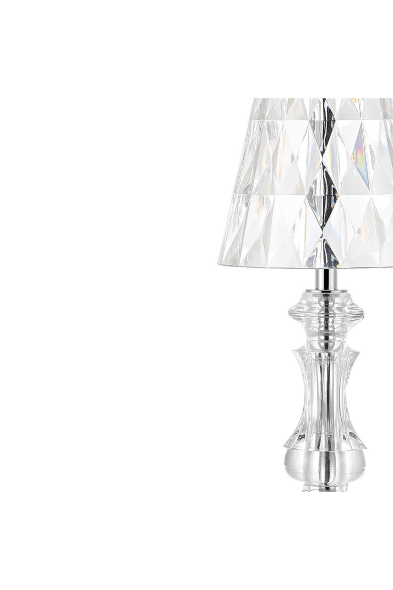 Lillian Bohemian Classic Acrylic Rechargeable Integrated Portable LED Table Lamp, Alternate, color, Clear/Chrome