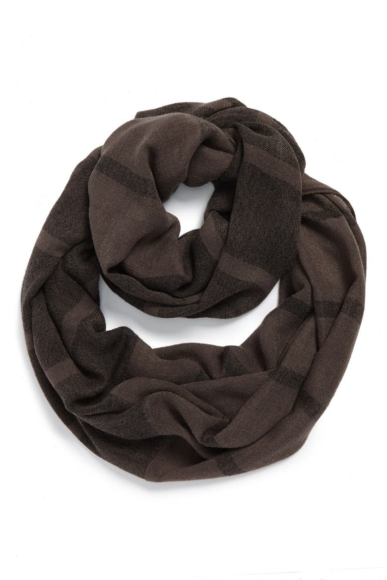 Plaid Infinity Scarf, Main, color, BLACK