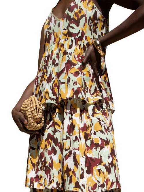 Ro&zo Confetti Printed Tiered Dress In Yellow