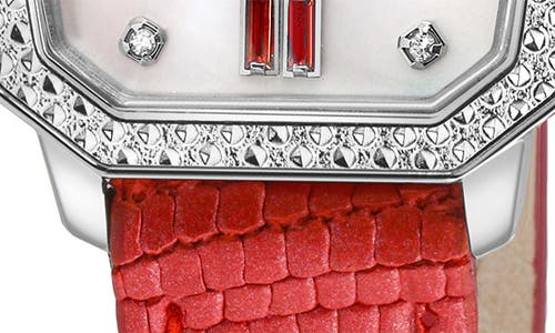 Gv2 Pavia Diamond Leather Strap Watch, 25mm X 29mm In Red