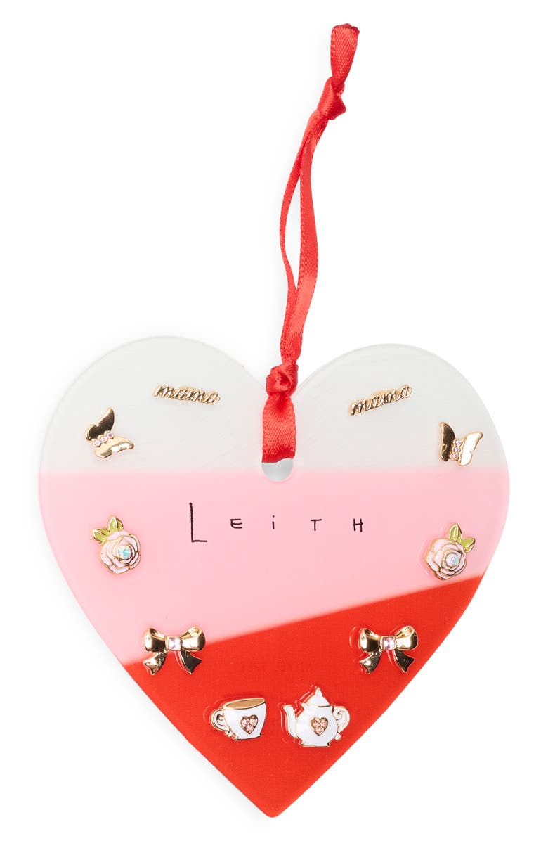 Leith Set of 5 Assorted Stud Earrings, Main, color, White Multi- Gold