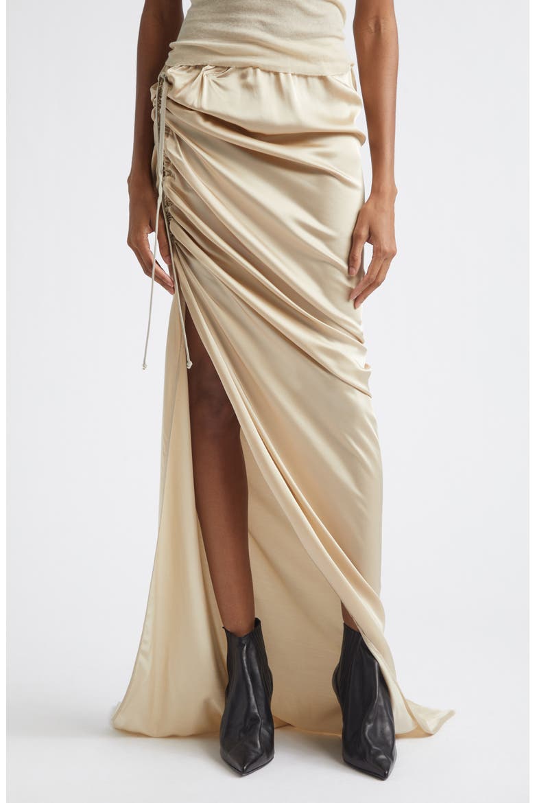Edfu Ruched Satin Skirt, Main, color, SAND