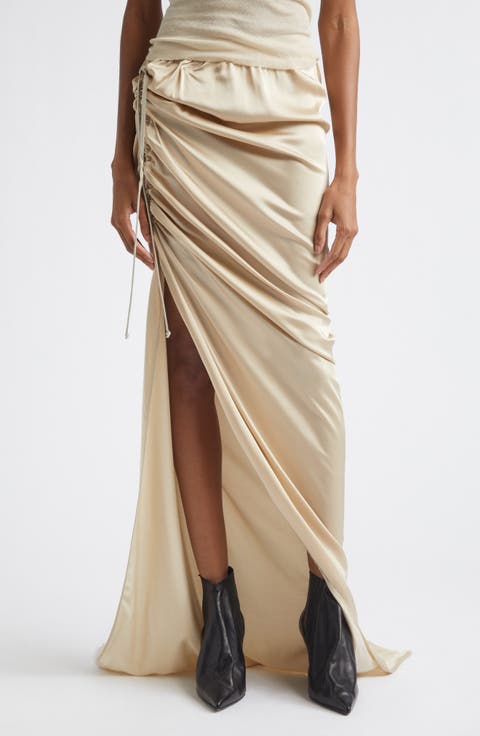 Edfu Ruched Satin Skirt