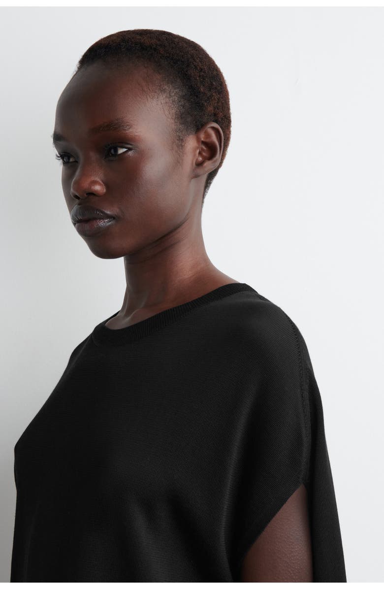 COS Circle-Cut Knit Dress, Alternate, color, Black
