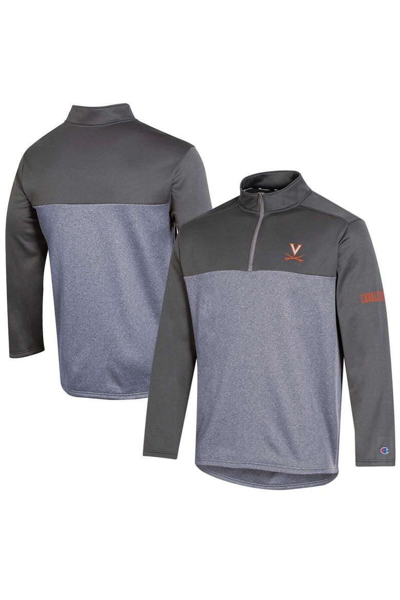 Men's Champion Navy Virginia Cavaliers Gameday Quarter-Zip Jacket, Alternate, color, Charcoal