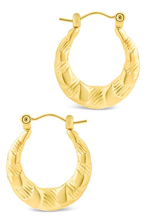 Sterling Forever Amaryllis Hammered Hoop Earrings In Gold