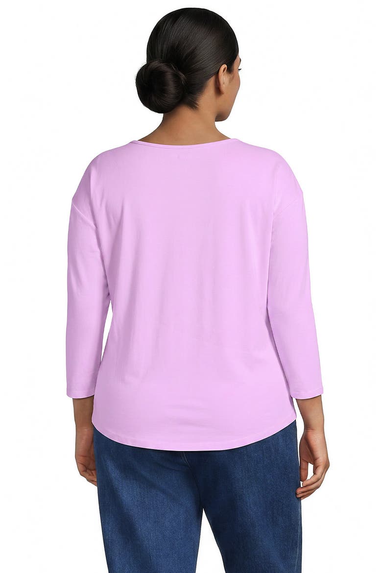 Plus Size 3/4 Sleeve Lightweight Jersey Shirttail Tee, Alternate, color, Pale Orchid