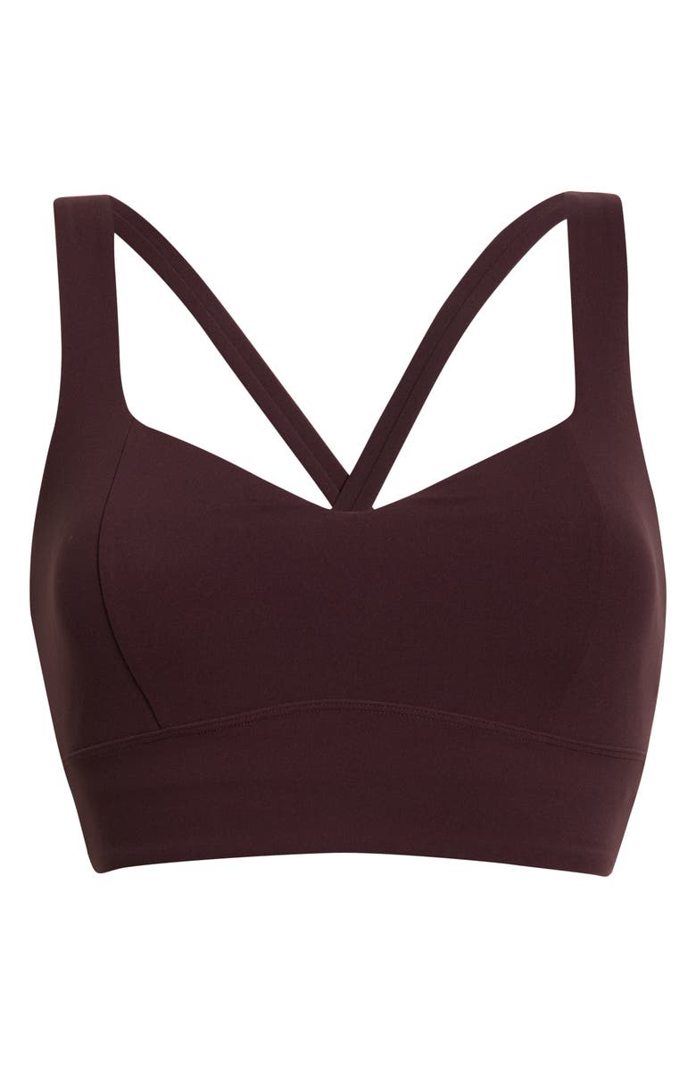 Zella Studio Luxe Sports Bra, Main, color, Burgundy Fudge