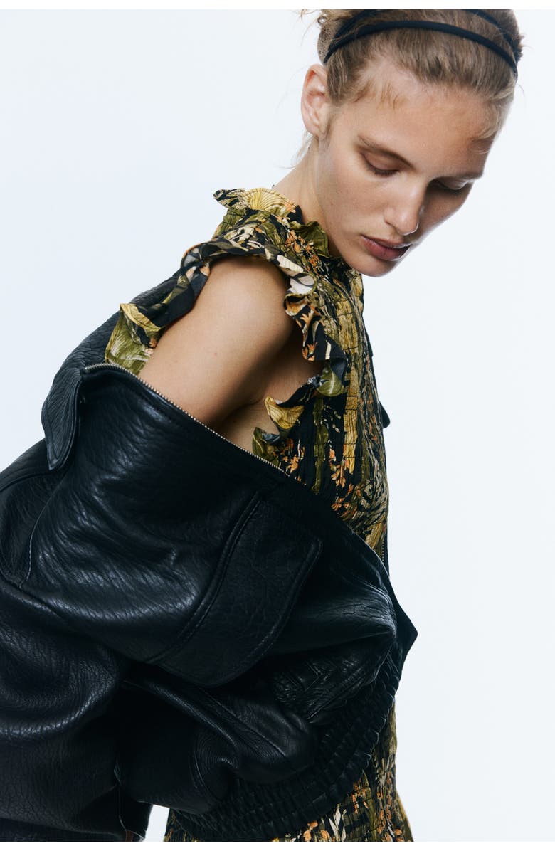 H&M Smocked Midi Dress, Alternate, color, Black/Floral