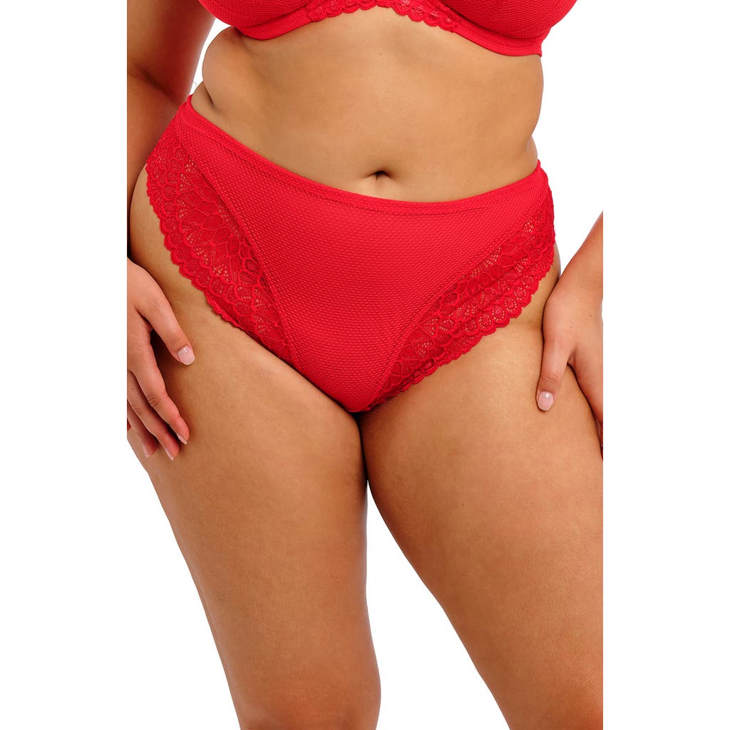 Elomi Tiernie Lace Trim Mesh Briefs In Red