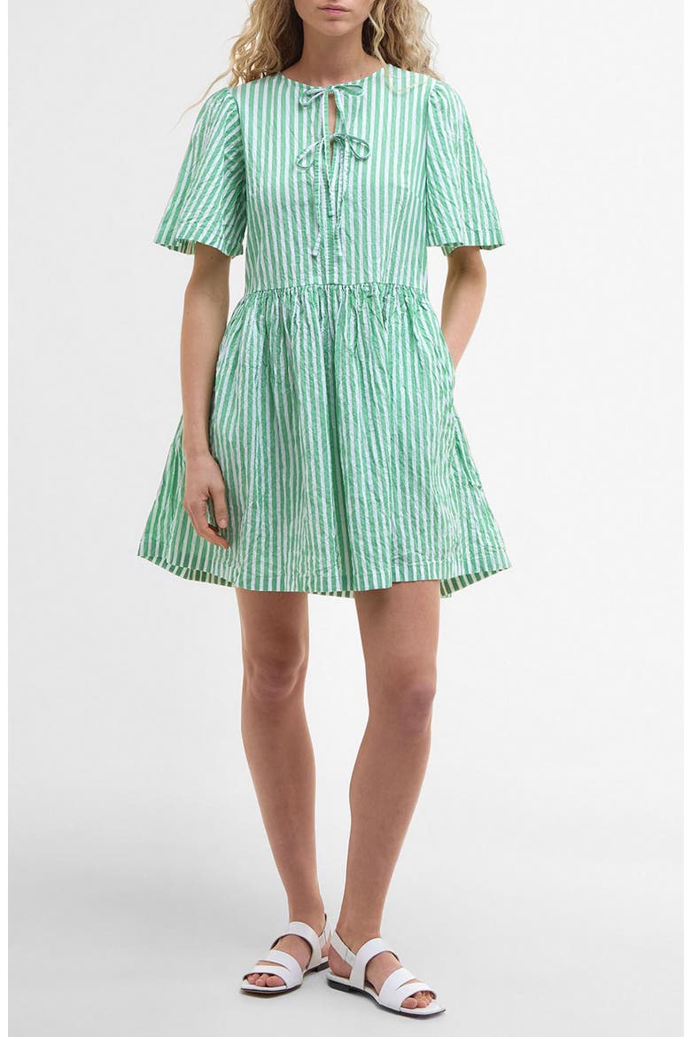 Daison Stripe Seersucker Minidress, Main, color, KELLY GREEN STRIPE