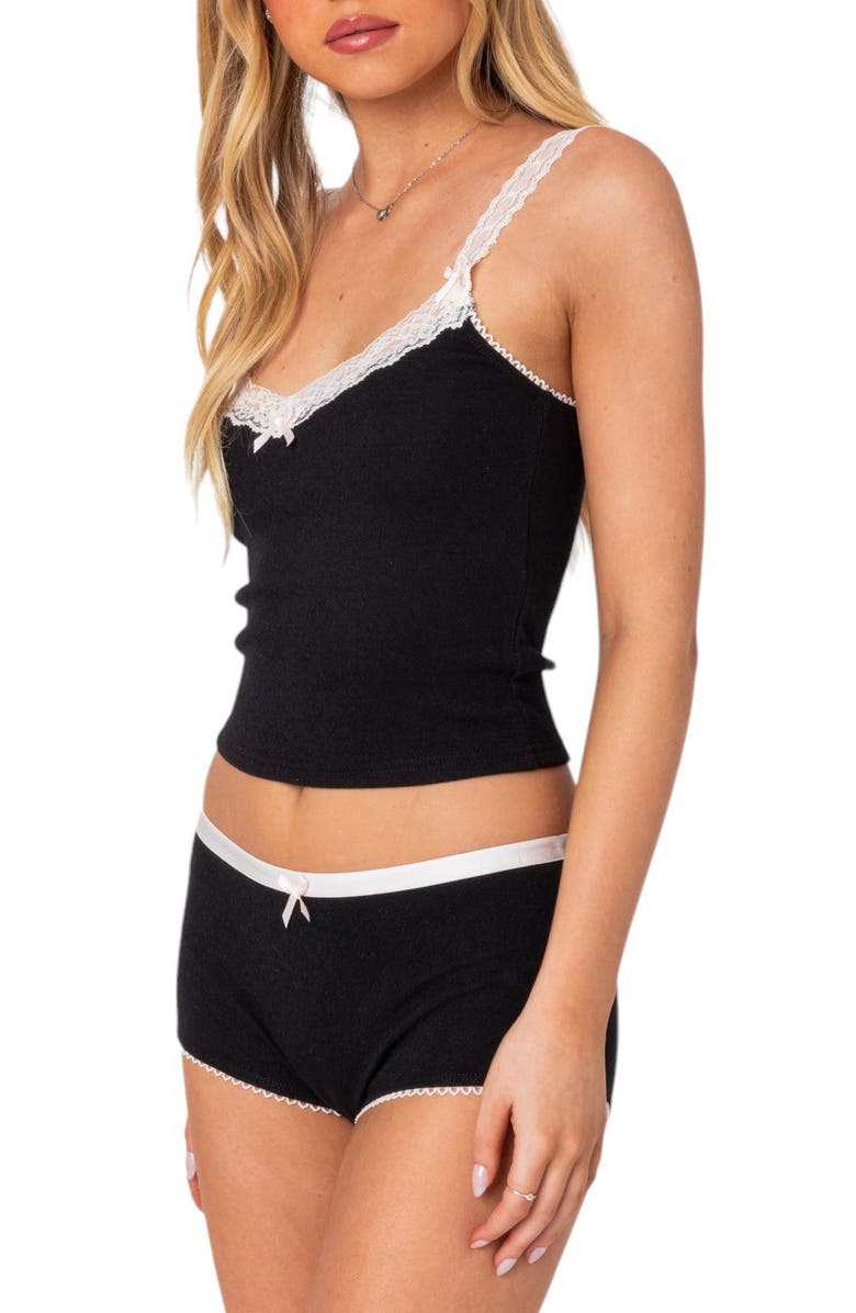 EDIKTED Mariana Lace Trim Pointelle Tank, Alternate, color,