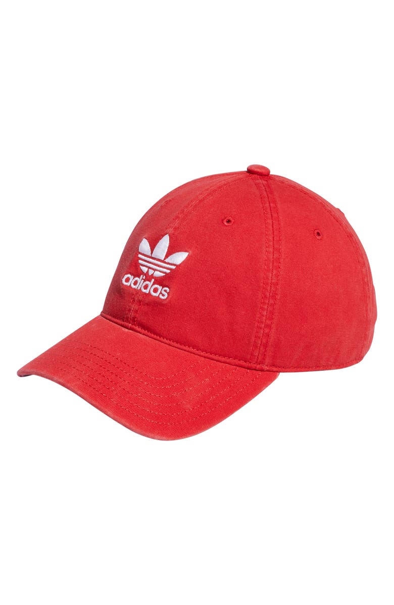 adidas Originals Trefoil Logo Baseball Cap, Main, color, Better Scarlet/ White
